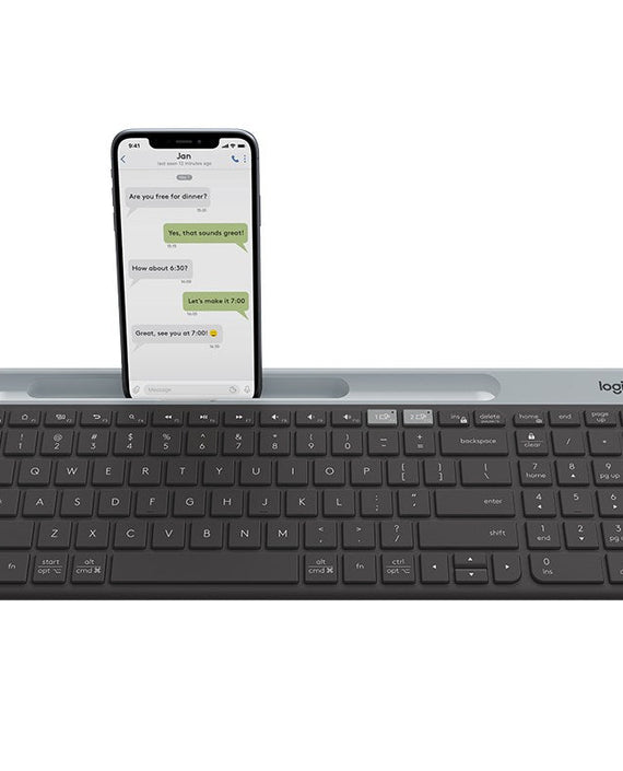 Logitech K580 Unifying Slim Easy Switch Multi-Device Wireless Keyboard - 18 months Battery Life, Mac/iOS/Andriod/Windows, Bluetooth + USB - Graphite - Leader Electronics