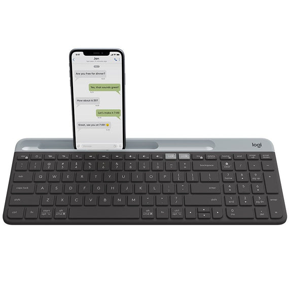 Logitech K580 Unifying Slim Easy Switch Multi-Device Wireless Keyboard - 18 months Battery Life, Mac/iOS/Andriod/Windows, Bluetooth + USB - Graphite - Leader Electronics