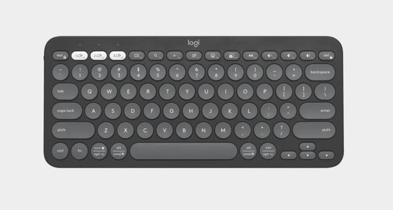 Logitech PEBBLE KEYS 2 K380S Slim, minimalist Bluetooth® Wireless Keyboard with customizable keys (Graphite) - Leader Electronics