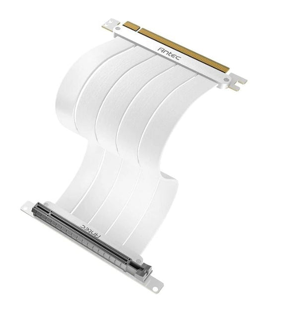 (LS)Antec PCIE-4.0 Riser Cable (200mm) White, Up to RTX4090 / 7900XT. High End Gold Plated and Shielded six Layer PCB. FPS lossless output Stability - Leader Electronics