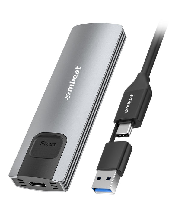 mbeat® 10Gbps M.2 NVMe SATA SSD Enclosure Easily install Versatile Storage Options up to 4TB USB Connectivity with 2-in-1 Cable Package Weight: 102g - Leader Electronics