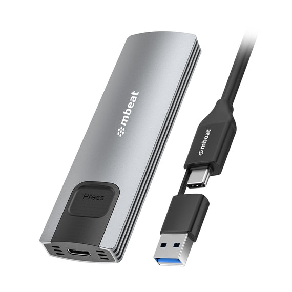 mbeat® 10Gbps M.2 NVMe SATA SSD Enclosure Easily install Versatile Storage Options up to 4TB USB Connectivity with 2-in-1 Cable Package Weight: 102g - Leader Electronics