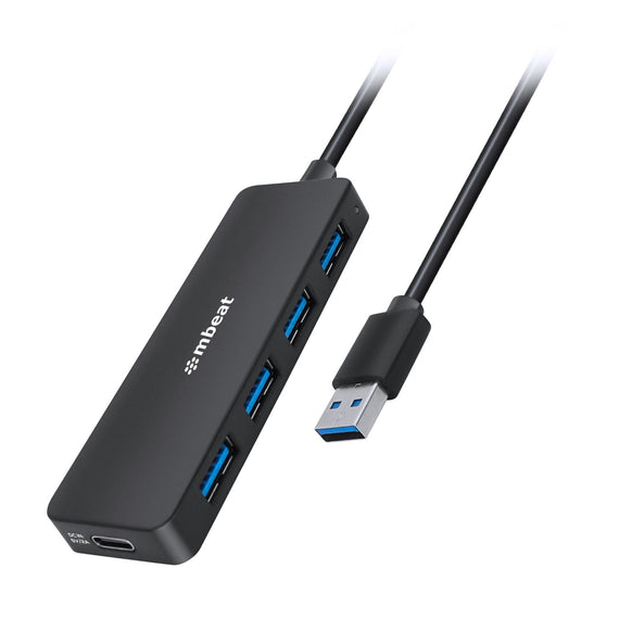 mbeat® 4-Port USB 3.0 Hub with USB-C DC Port Compact and Portable Design Expandable Connectivity Data Transfer Speed: 5Gbps Weight: 32g - Leader Electronics