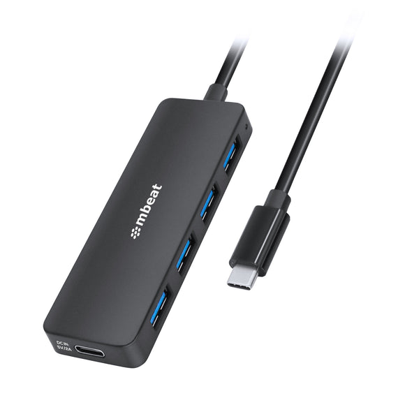 mbeat® 4-Port USB-C Hub with USB-C DC Port Compact and Portable Design Flexible Device Connectivity Data Transfer Speed: 5Gbps Weight: 30g - Leader Electronics