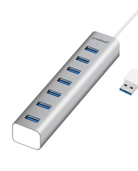 mbeat® 7-Port USB 3.0 Powered Hub - USB 2.0/1.1/Aluminium Slim Design Hub with Fast Data Speeds (5Gbps) Power Delivery for PC and MAC devices Weight: - Leader Electronics