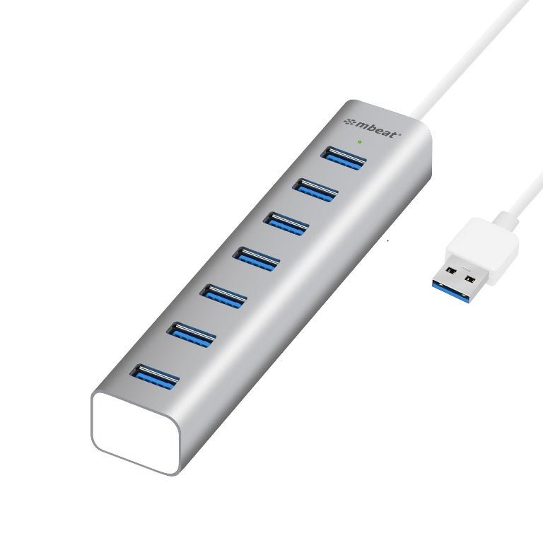 mbeat® 7-Port USB 3.0 Powered Hub - USB 2.0/1.1/Aluminium Slim Design Hub with Fast Data Speeds (5Gbps) Power Delivery for PC and MAC devices Weight: - Leader Electronics