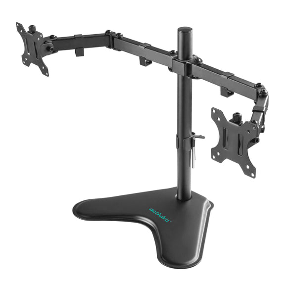 mbeat® activiva Dual-Screen Articulating Monitor Arm with Free-Standing Desktop Base provides the perfect solution for ergonomic comfort and workspace - Leader Electronics