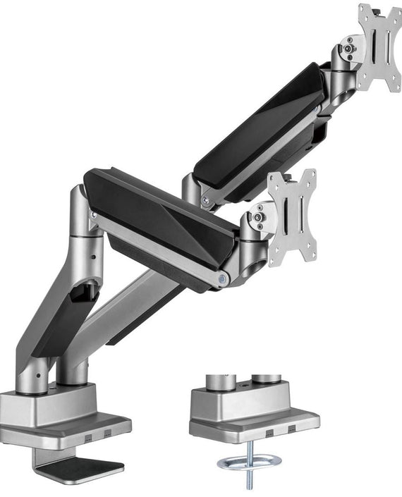 mbeat® activiva Heavy Duty Dual Monitor Screen Gas Spring Monitor Arm Support:For monitors 17'-35’’, each up to15kg. Integrated 180° Rotation (LS) - Leader Electronics