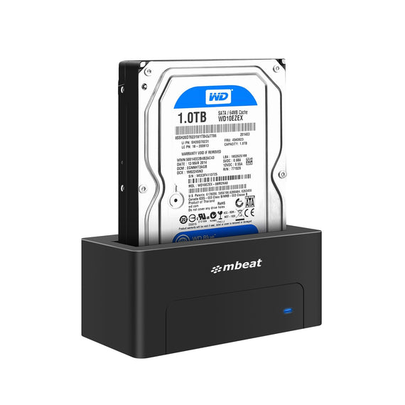 mbeat® D1 USB 3.0 3.5' & 2.5' SATA HDD Docking Station - Black Product Weight: 250g HDD Capacity: Max. 20TB Data Speed: Max. 5Gbps - Leader Electronics