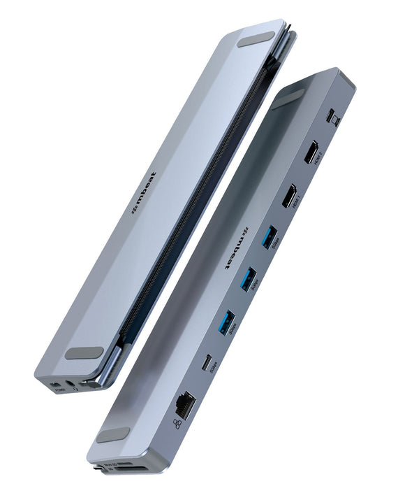 mbeat® D12 Multi-Port Dual HDMI 4K USB-C Dock Dual 4K/60Hz HDMI output 100W USB-C PD 3.0 3x USB 3.2 1x Audio Port SD and Microsd - Leader Electronics