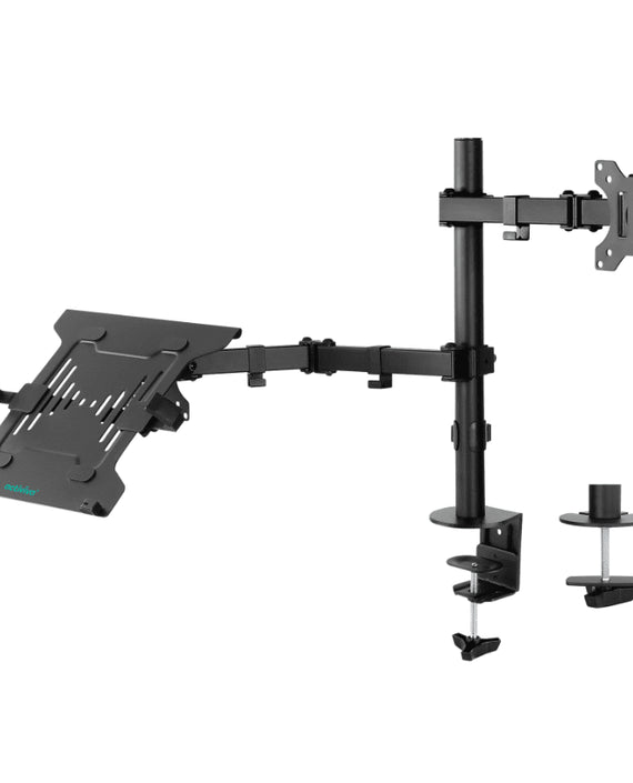 mbeat® Dual-Screen Articulating Monitor Arm with Interchangeable Laptop Holder - Leader Electronics
