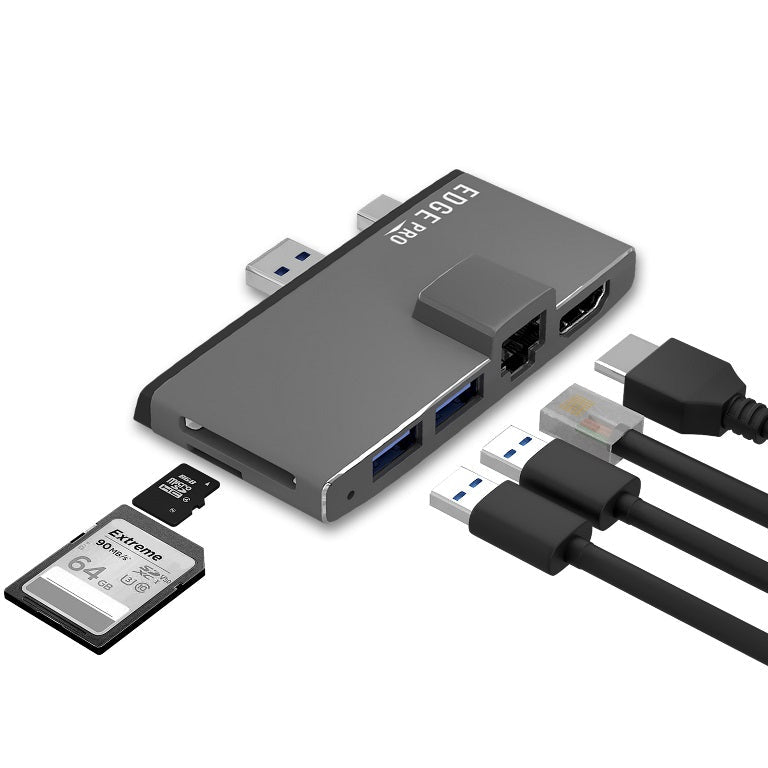mbeat® Edge Pro Multifunction USB- C Hub for Microsoft Surface Pro 5/6 Metal Grey (HDMI, LAN, USB 3.0 Hub, Card Reader) - Leader Electronics