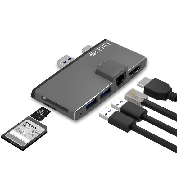 mbeat® Edge Pro Multifunction USB- C Hub for Microsoft Surface Pro 5/6 Metal Grey (HDMI, LAN, USB 3.0 Hub, Card Reader) - Leader Electronics