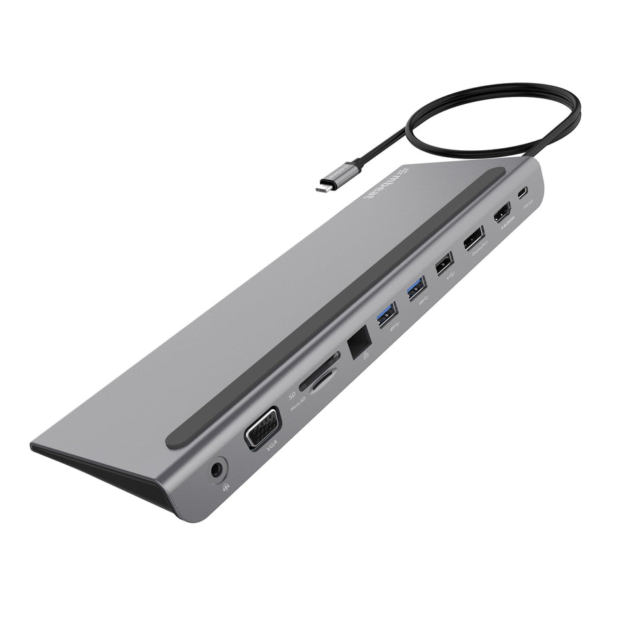 mbeat® Elite Triple Display USB-C Docking Station with 100W Power Delivery 1xHDMI, 1x DisplayPort, 1x VGA, 2x USB 3.0, 1x USB 2.0, MicroSD, 1x RJ45 - Leader Electronics