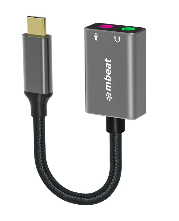 mbeat® Elite USB-C to 3.5mm Audio and Microphone Adapter - Adds Headphone Audio and Microphone Jack to USB-C Computer, Tablet Smartphone Devices - Leader Electronics