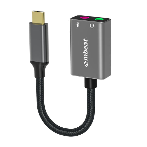 mbeat® Elite USB-C to 3.5mm Audio and Microphone Adapter - Adds Headphone Audio and Microphone Jack to USB-C Computer, Tablet Smartphone Devices - Leader Electronics