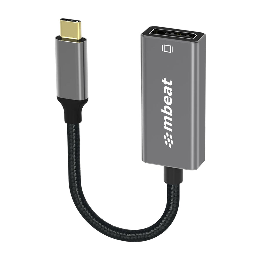 mbeat® Elite USB-C to Display Port Adapter -Converts USB-C to DisplayPort female port, 4K@60Hz (3840×2160), 15cm - Space Grey Weight: 30g - Leader Electronics