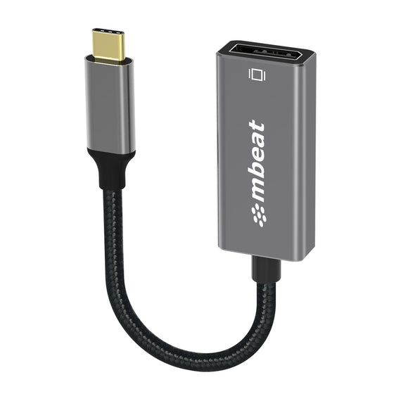 mbeat® Elite USB-C to Display Port Adapter -Converts USB-C to DisplayPort female port, 4K@60Hz (3840×2160), 15cm - Space Grey Weight: 30g - Leader Electronics