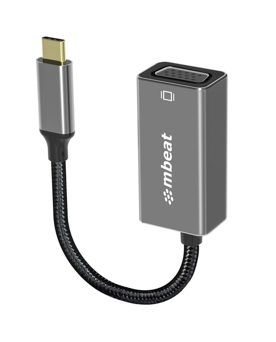 mbeat® Elite USB-C to VGA Adapter - Coverts USB-C to VGA Female Port, Supports up to1920×1080@60Hz - Space Grey Weight: 30g - Leader Electronics