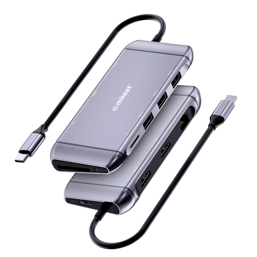 mbeat® Elite X11 Dual Display Docking Station - 2x 4K HDMI, 1xUSB-C Power Delivery 100W, 3xUSB 3.0, MicroSD/SD Card, 1x RJ45 - Leader Electronics