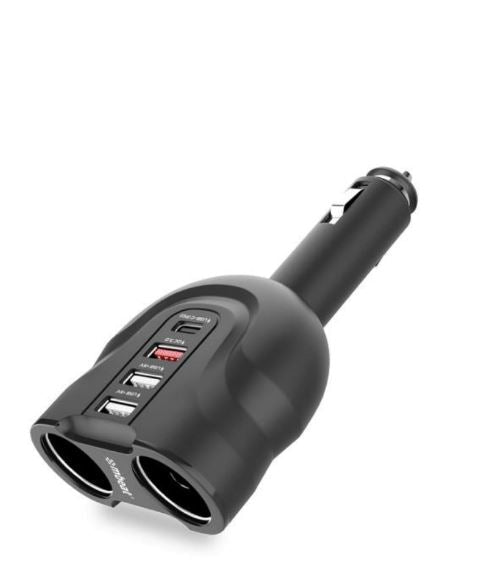 mbeat® Gorilla Power Four Port USB-C PD & QC3.0 Car Charger with Cigar Lighter Splitter features built-in over heat Package Weight: 120g - Leader Electronics