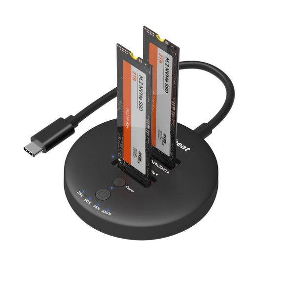 mbeat® H3 USB 3.2 Gen2x2 20Gbps Dual M.2 NVMe SSD Dock with Clone Duplicator (Black) Clone Speed: Up to 15Gbps Product Weight (with Cable): 96g - Leader Electronics