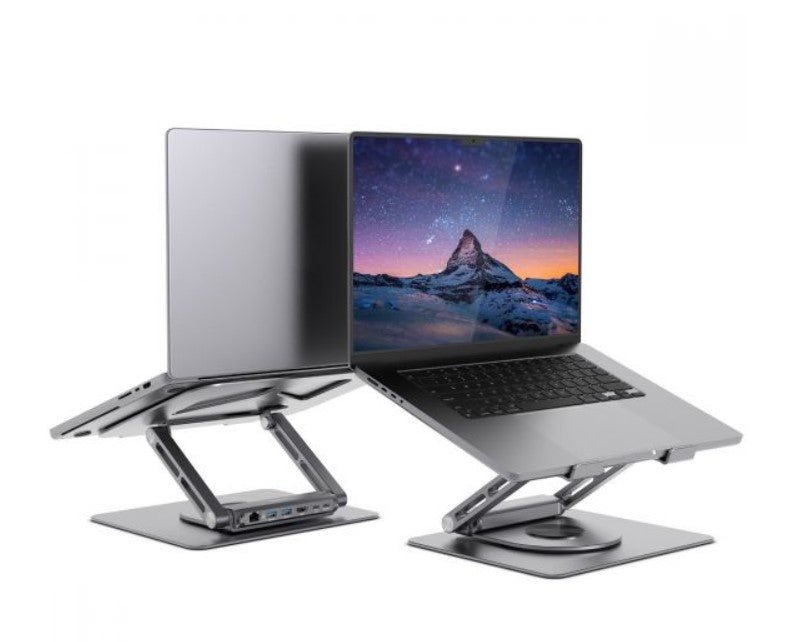 mbeat® Stage S12 Rotating Laptop Stand with USB-C Docking Station Flexible Ergonomic Design USB-C HDMI RJ45 1000Mbps - Leader Electronics