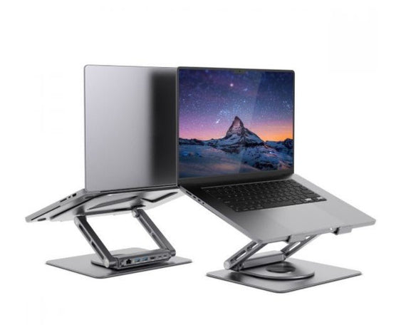 mbeat® Stage S12 Rotating Laptop Stand with USB-C Docking Station Flexible Ergonomic Design USB-C HDMI RJ45 1000Mbps - Leader Electronics