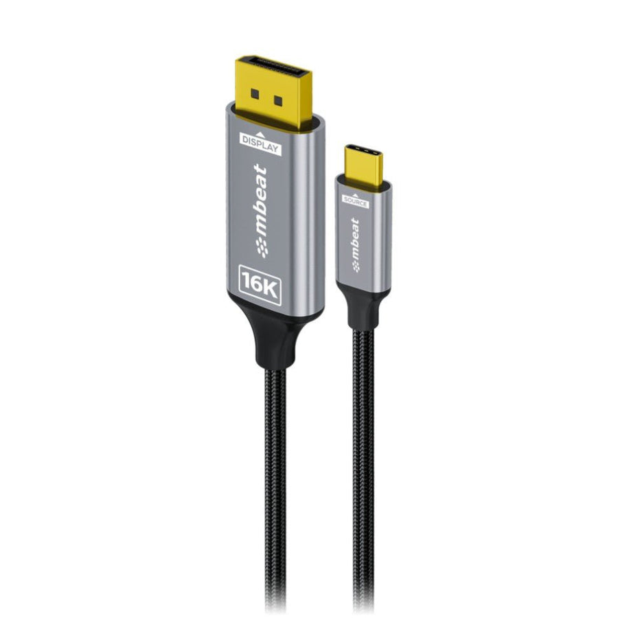 mbeat® Tough Link 1.8m 16K USB-C to DP Cable - Space Grey 40Gbps USB-C (male) to DisplayPort 2.1 (male) - Leader Electronics