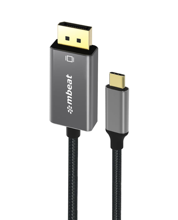 mbeat® Tough Link 1.8m 4K USB-C to Display Port Cable - Converts USB-C to DisplayPort,4K@60Hz (3840×2160), Gold Plated, Aluminium, Nylon Braided Cable - Leader Electronics