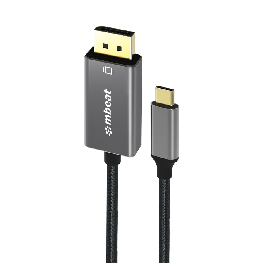 mbeat® Tough Link 1.8m 4K USB-C to Display Port Cable - Converts USB-C to DisplayPort,4K@60Hz (3840×2160), Gold Plated, Aluminium, Nylon Braided Cable - Leader Electronics