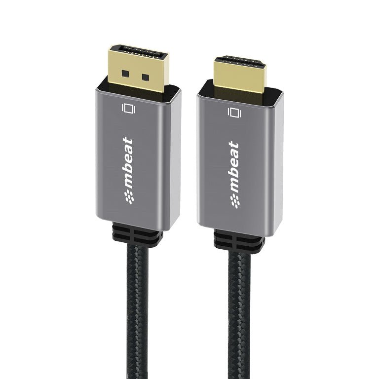 mbeat® Tough Link 1.8m 4K/60Hz Display Port to HDMI Cable - Connects DisplayPort to HDMI 4K@60Hz (3840×2160), Gold Plated, Aluminium, Nylon Braided - Leader Electronics