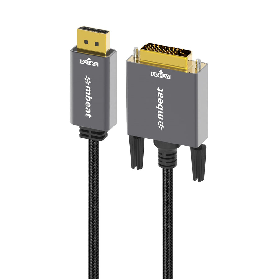 mbeat® Tough Link 1.8m DisplayPort to DVI-D Cable Effortless plug and play Resolutions up to 1080p/60Hz (1920×1080) Package Weight: 164g - Leader Electronics