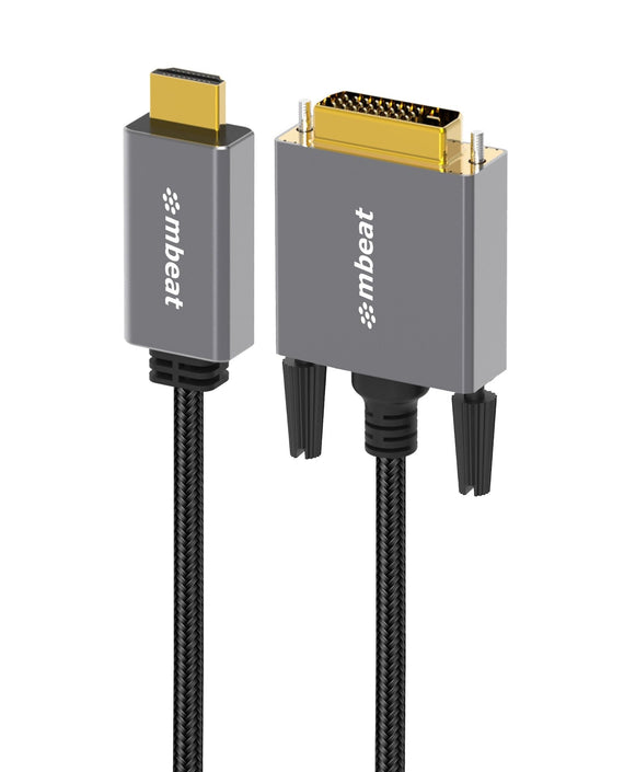 mbeat® Tough Link 1.8m HDMI to DVI Cable Up to 1080p@60Hz (1920×1080) Cable Length: 1.8m Package Weight: 163g - Leader Electronics