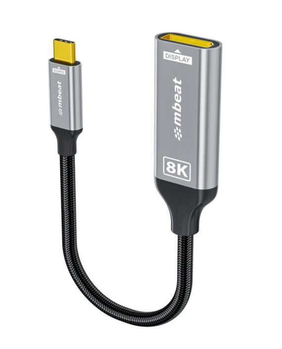 mbeat® Tough Link 8K USB-C to DP Adapter - Space Grey USB-C (male) to DisplayPort (female) Up to 32.4Gbps (DisplayPort 1.4) - Leader Electronics