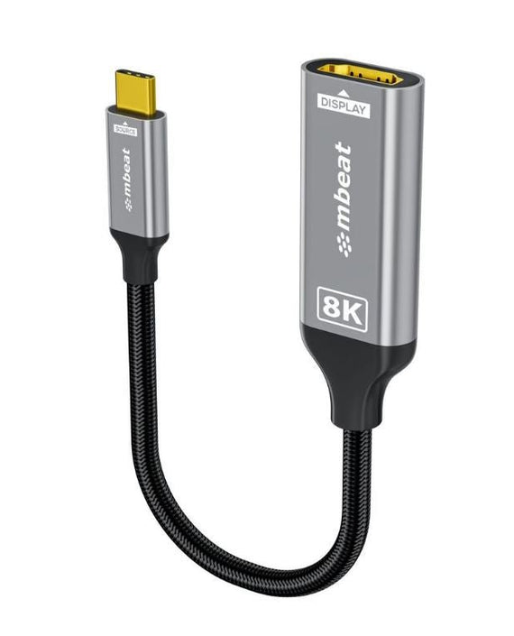 mbeat® Tough Link 8K USB-C to HDMI Adapter - Space Grey Up to 48Gbps (HDMI 2.1) Up to 8K (7680 x 4320) @60Hz - Leader Electronics