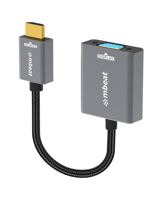 mbeat® Tough Link HDMI to VGA Adapter HDMI Support Version: 2.1 Cable Length: 15cm Up to 1080p@60Hz (1920×1080).Package Weight: 61.7g - Leader Electronics