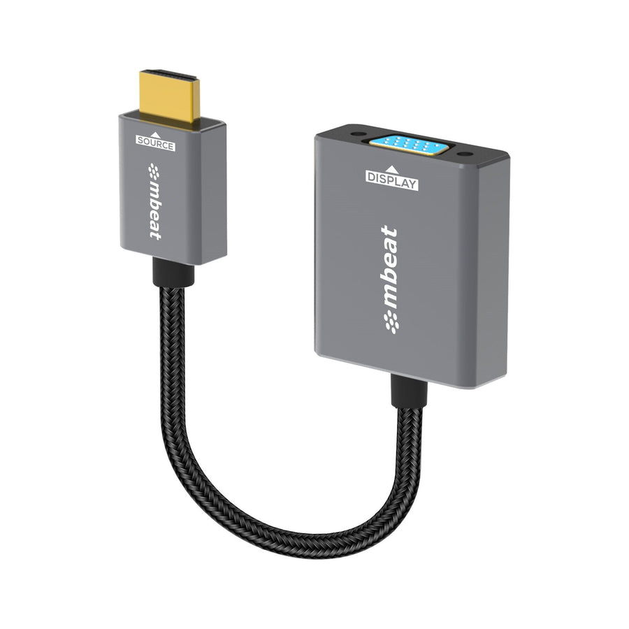 mbeat® Tough Link HDMI to VGA Adapter HDMI Support Version: 2.1 Cable Length: 15cm Up to 1080p@60Hz (1920×1080).Package Weight: 61.7g - Leader Electronics