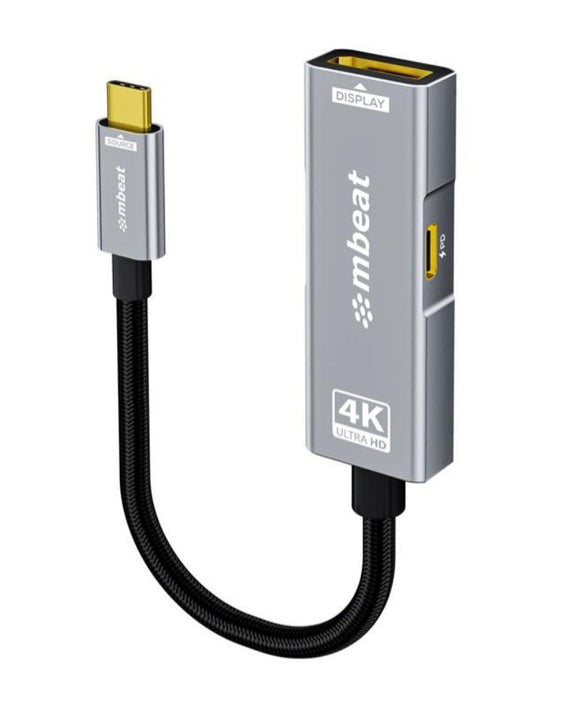 mbeat® Tough Link USB-C to DP Adapter with 100W PD - Space Grey 4K (3840 x 2160) @60Hz, 2K (2560 x 1440) @144Hz, 1080p (1920 x 1080) @240Hz - Leader Electronics