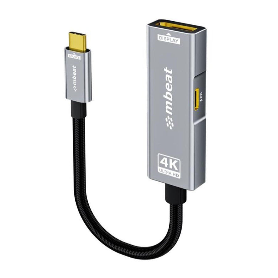 mbeat® Tough Link USB-C to DP Adapter with 100W PD - Space Grey 4K (3840 x 2160) @60Hz, 2K (2560 x 1440) @144Hz, 1080p (1920 x 1080) @240Hz - Leader Electronics
