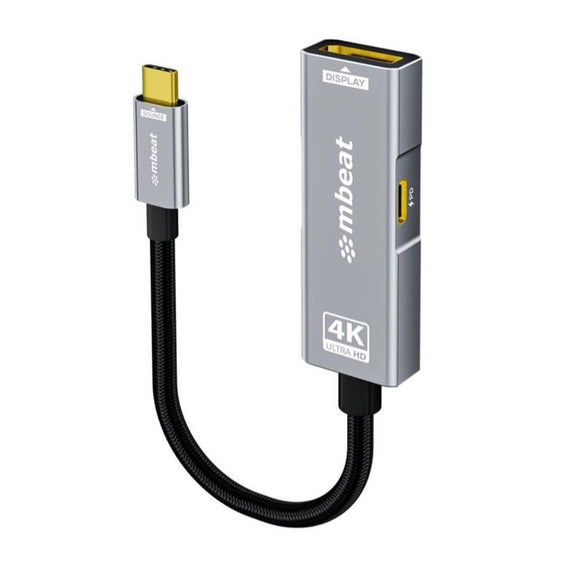 mbeat® Tough Link USB-C to DP Adapter with 100W PD - Space Grey 4K (3840 x 2160) @60Hz, 2K (2560 x 1440) @144Hz, 1080p (1920 x 1080) @240Hz - Leader Electronics
