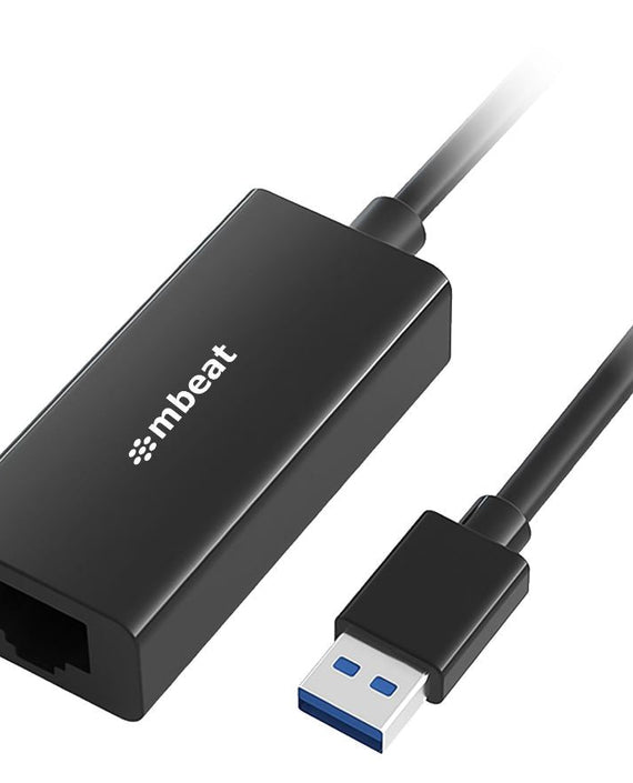 mbeat® USB 3.0 Gigabit Etherent Adapter - Black RJ45, up to 1000Mbps speed. Compact and lightweight Material: ABS Plastic Weight: 24.5g - Leader Electronics