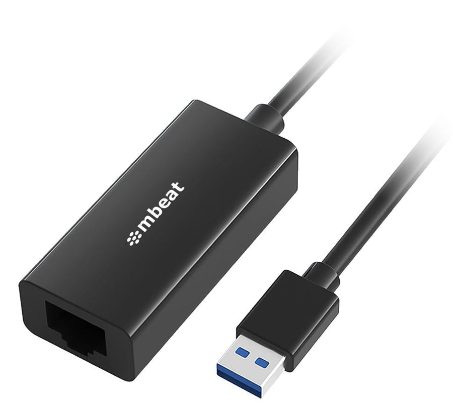 mbeat® USB 3.0 Gigabit Etherent Adapter - Black RJ45, up to 1000Mbps speed. Compact and lightweight Material: ABS Plastic Weight: 24.5g - Leader Electronics
