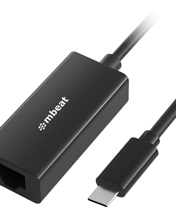 mbeat® USB-C Gigabit Ethernet Adapter - Black Fast and secure RJ45, up to 1000Mbps speed. Plug-and-play Compact and lightweigh Weight: 23g - Leader Electronics