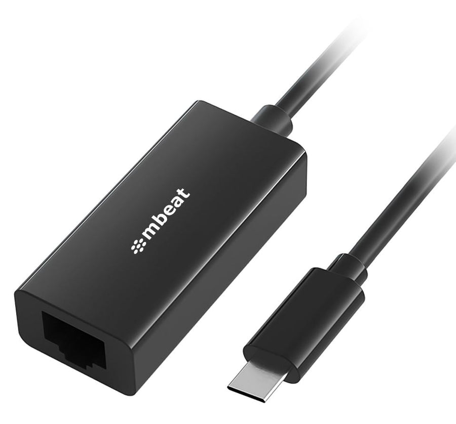 mbeat® USB-C Gigabit Ethernet Adapter - Black Fast and secure RJ45, up to 1000Mbps speed. Plug-and-play Compact and lightweigh Weight: 23g - Leader Electronics