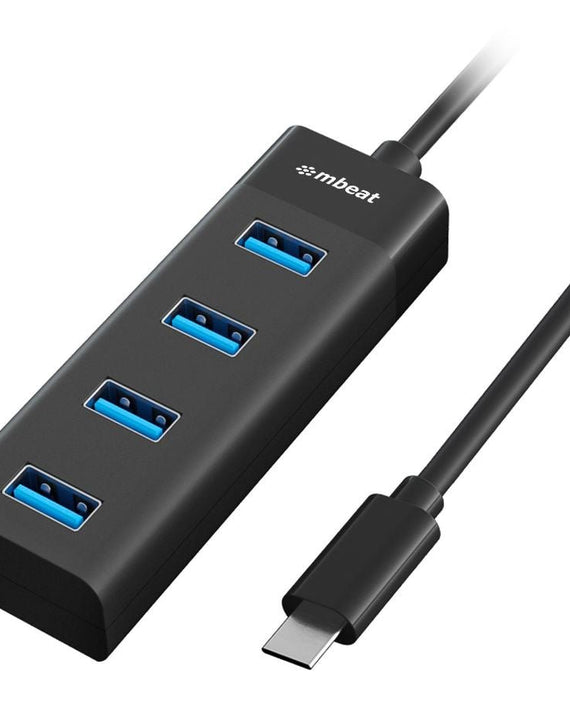 mbeat® USB-C to 4-Port 3.0 Hub - Black USB 3.0 transfer speeds up to 5Gbps Material: ABS Plastic Cable Length: 200mm Weights: 36g - Leader Electronics