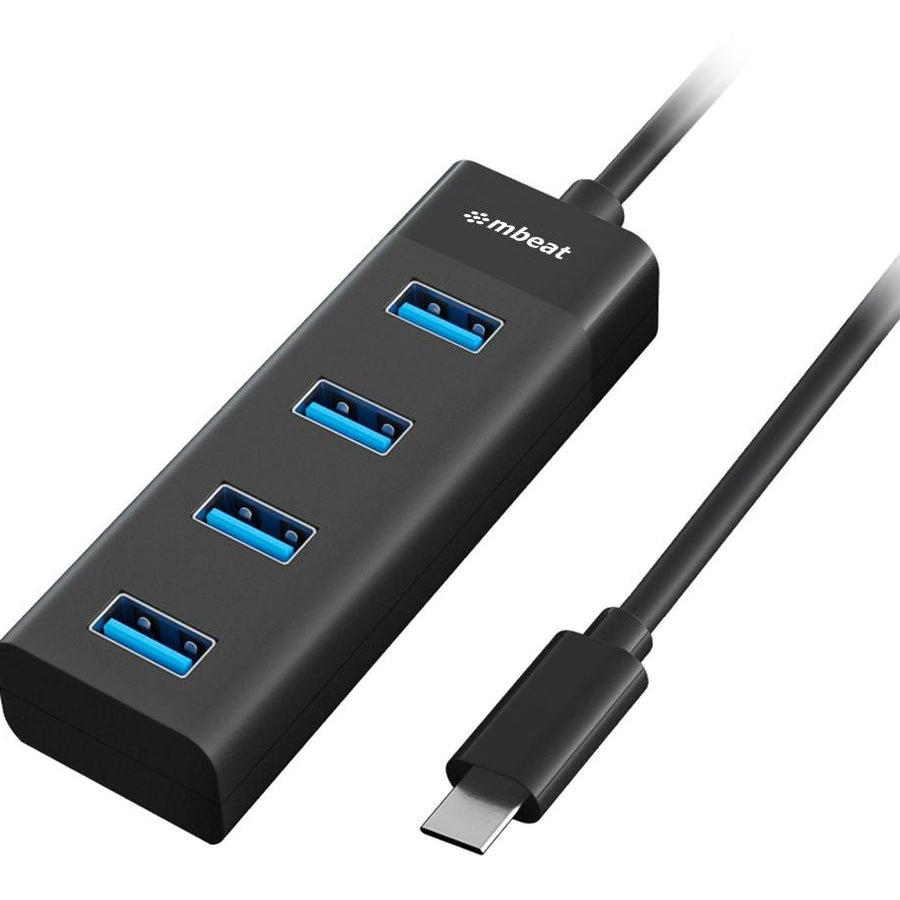 mbeat® USB-C to 4-Port 3.0 Hub - Black USB 3.0 transfer speeds up to 5Gbps Material: ABS Plastic Cable Length: 200mm Weights: 36g - Leader Electronics