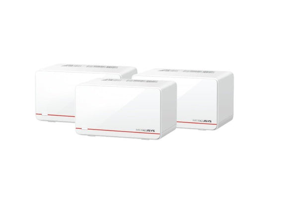 Mercusys Halo H37BE(3-pack) BE6500 Whole Home Mesh Wi-Fi 7 System, 688 Mbps at 2.4 GHz, 5760 Mbps at 5 GHz, MLO, 4096-QAM, OFDMA, EHT160 on 5GHz - Leader Electronics