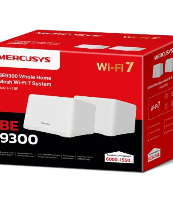 Mercusys Halo H47BE(2-pack) BE9300 Whole Home Mesh Wi-Fi 7 System, 9214 Mbps Tri-Band, Up to 550m² (WIFI7) - Leader Electronics