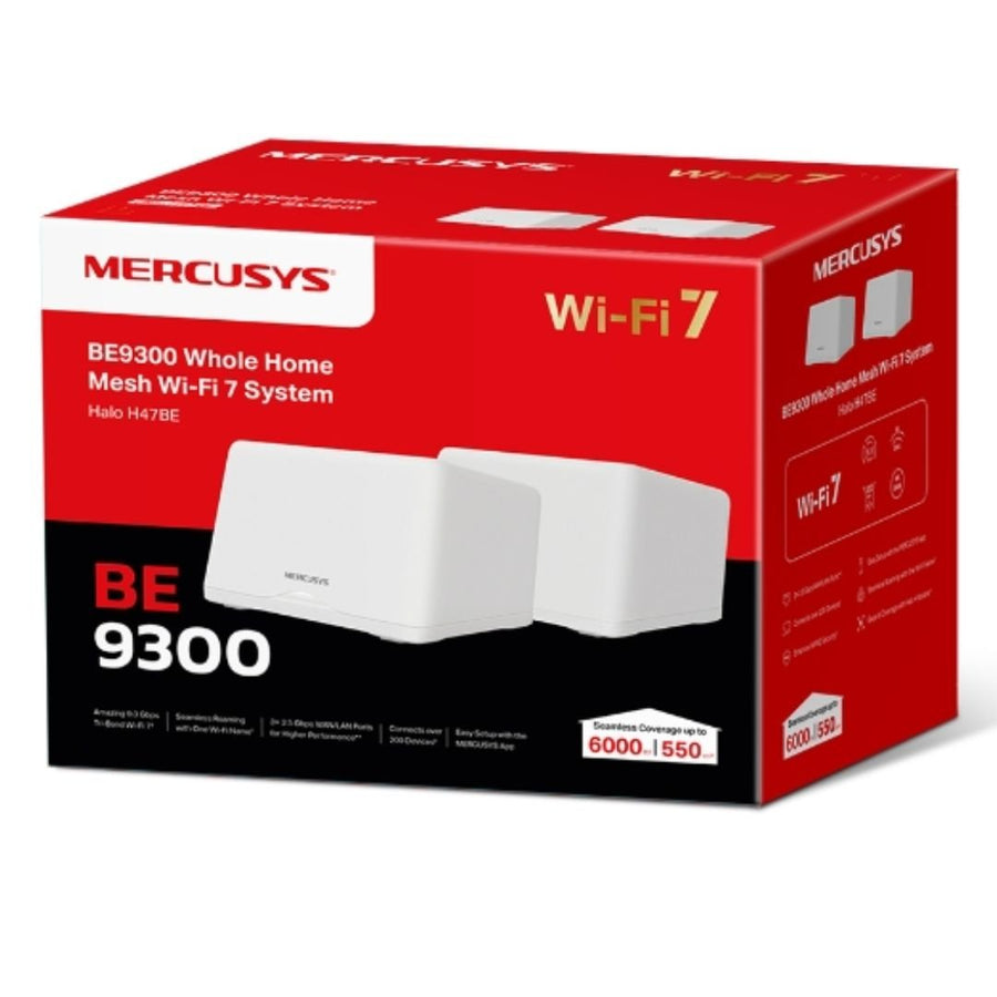 Mercusys Halo H47BE(2-pack) BE9300 Whole Home Mesh Wi-Fi 7 System, 9214 Mbps Tri-Band, Up to 550m² (WIFI7) - Leader Electronics